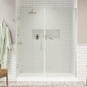 Ove Decors Tampa-Pro 60 in. L x 34 in. W x 72 in. H Alcove Shower Kit with Pivot Frameless Shower Door in Chrome and Shower Pan